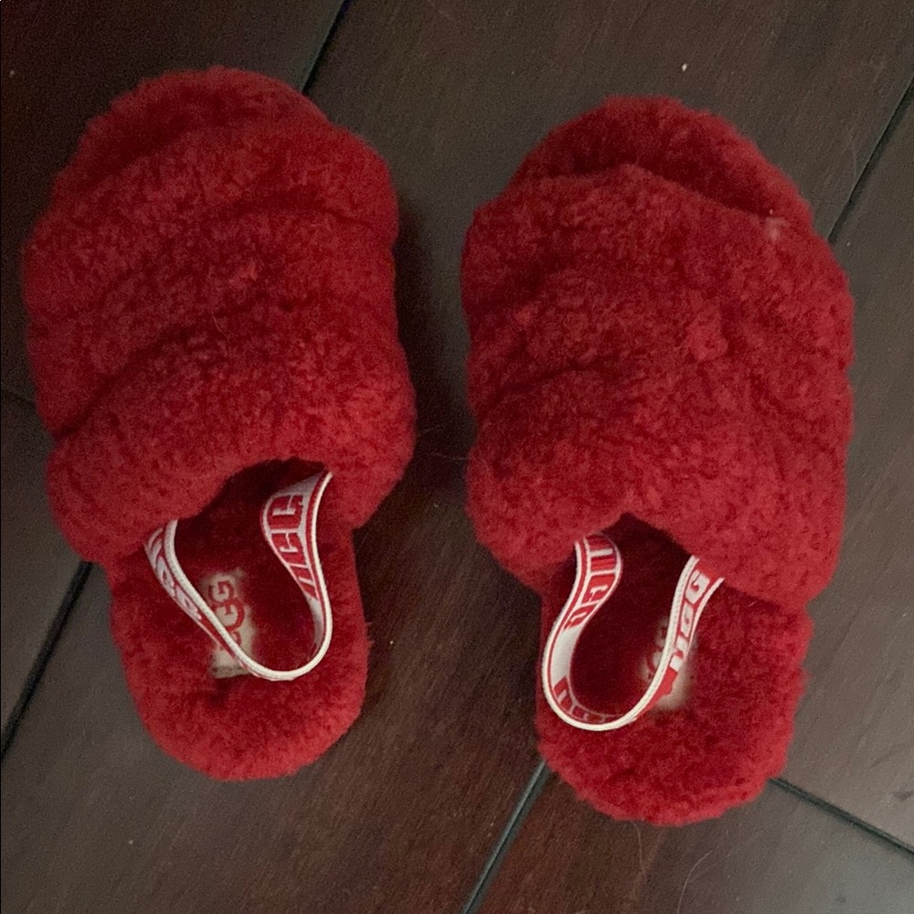 UGG Red Fuzzy Slippers